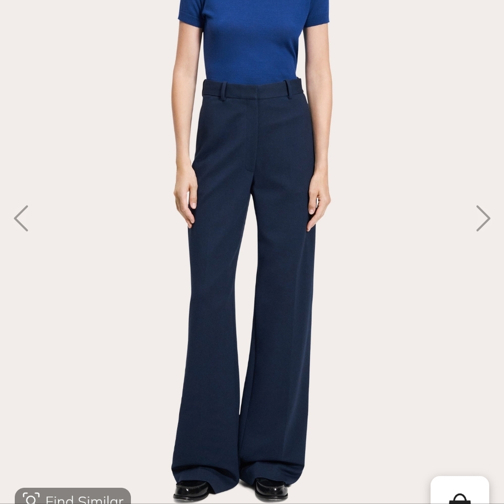 Theory Navy Ponte High-Rise Wide-Leg Trousers Size 0/XS